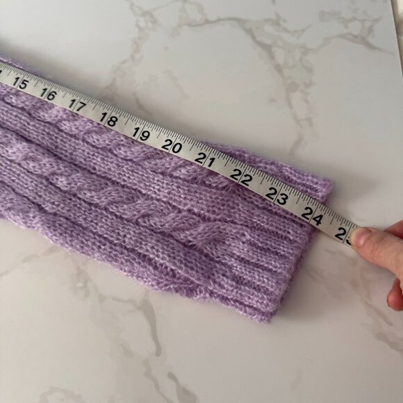 Tach Clothing Colorblock Lilac and Rust Cable Knit Cropped Cardigan Sweater - M - Picture 12 of 14